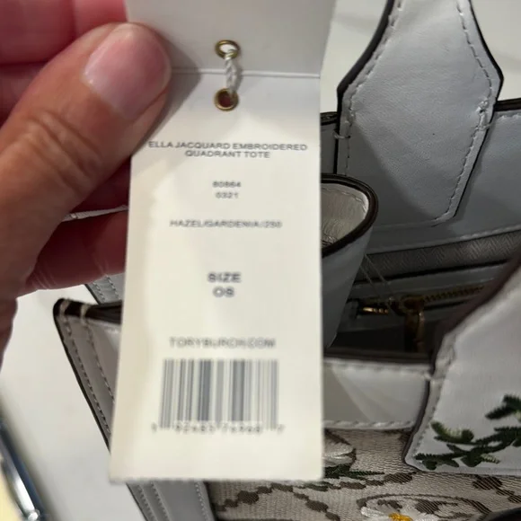 Tory Burch Ella Jacquard Embroidered Quadrant Tote - Picture 8 of 14